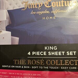 Juicy Couture Rosé Collection King Sheet Set - Deep Blue